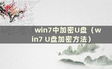 win7中加密U盘（win7 U盘加密方法）